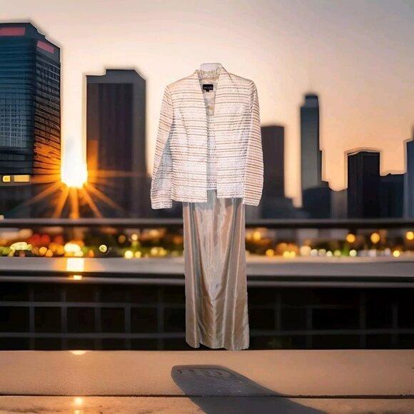 2pc formal dress size 4 eveningwear XScape by Lawrence Kurtz Woman's Champagne - Picture 1 of 12